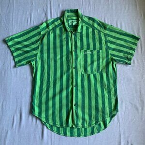 *ID# OFFICIAL IDENTIFICATION '80s Vintage Striped Green Button Down Shirt Size 2